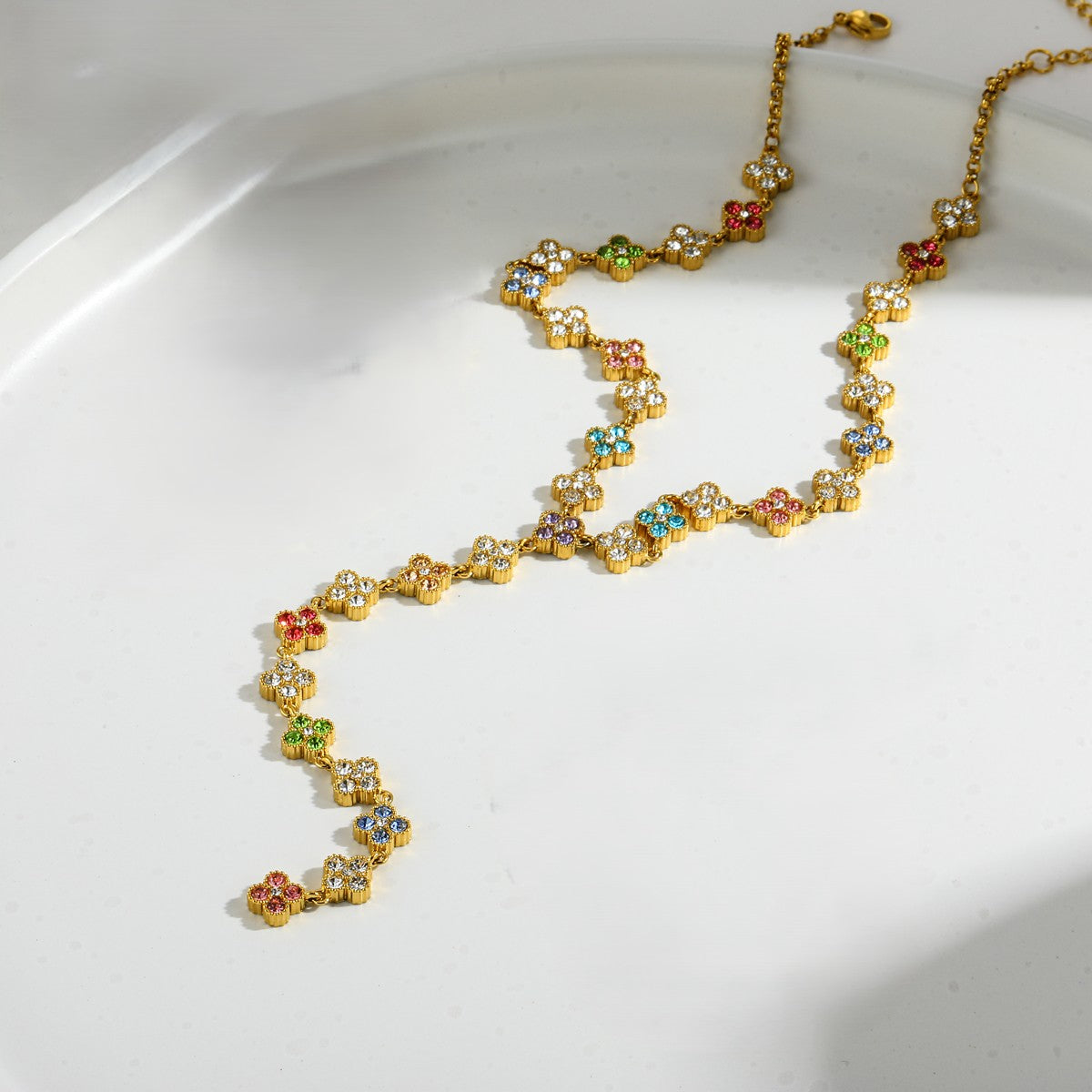 Collier Multicolore Trèfles Y