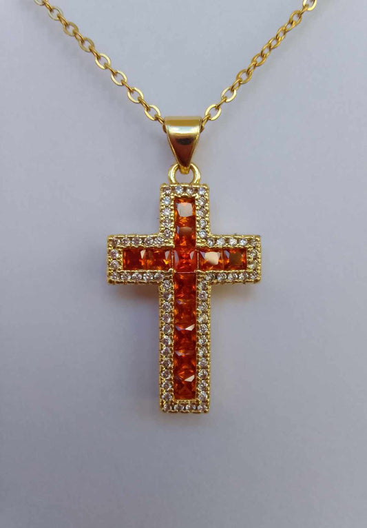 Pendentif Croix Écarlate (Avec Chaîne)