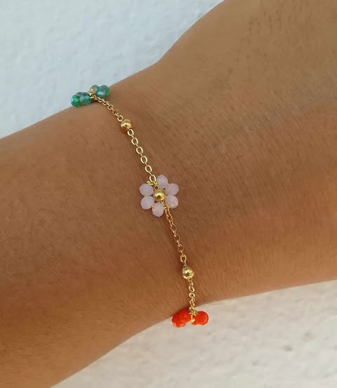 Bracelet Fleurs Perles