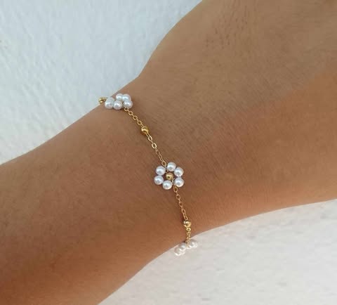 Bracelet Fleurs Perles